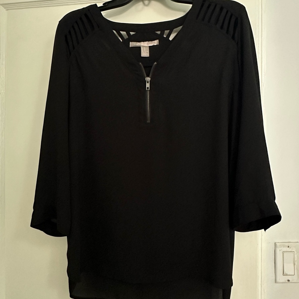Forever 21 Black Cut Out 3/4 Sleeve Blouse